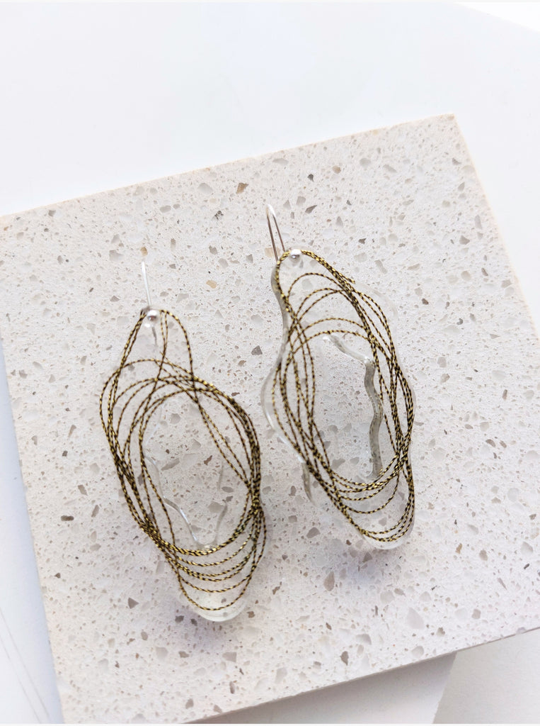 Σκουλαρίκια Κρεμαστά Ασήμι 925 Υγρό Γυαλί 