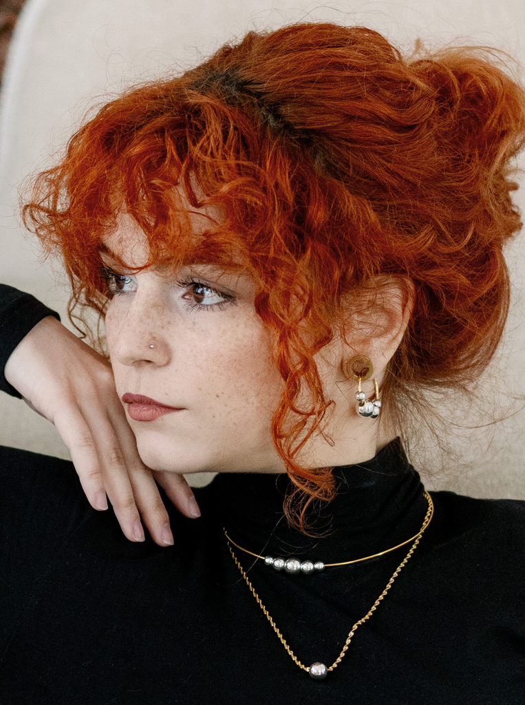 Σκουλαρίκια Κρίκοι χρυσό-ασημί από Ασήμι 925 Επίχρυσο με μπίλιες