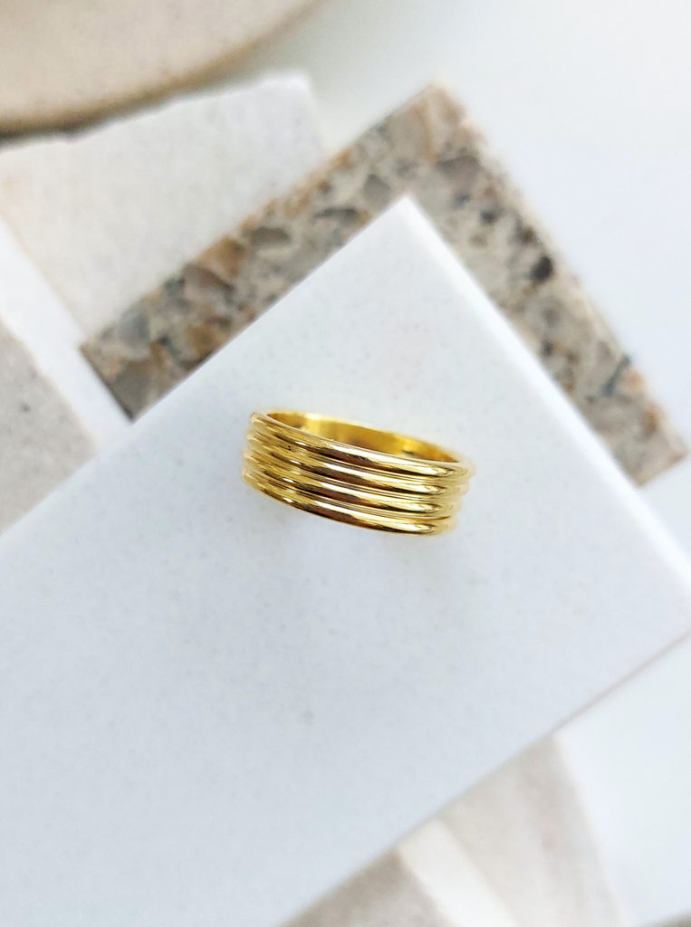 Δαχτυλίδι τετραπλό χειροποίητο ασημένιο 925 επίχρυσο 24 καράτια 