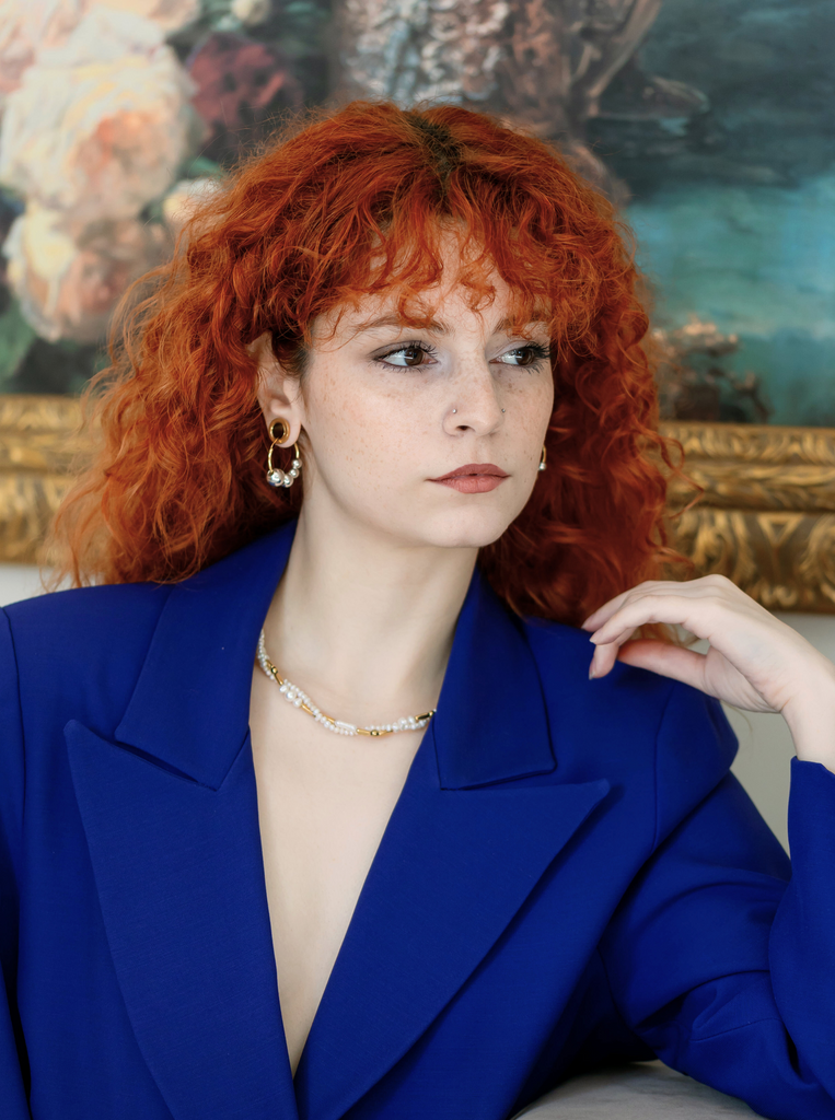 Μαργαριταρένιο Κολιέ MARGARET Ασήμι 925  επίχρυσο με αιματίτη