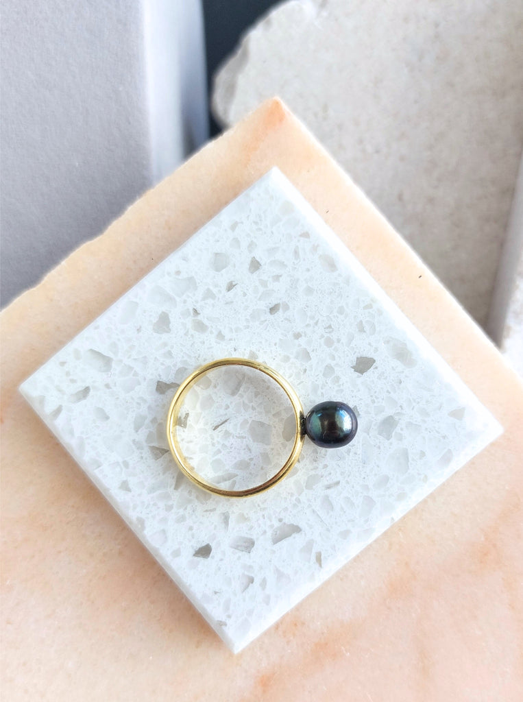 Μαργαριταρένιο Δαχτυλίδι ασημένιο 925 επίχρυσο 24κ Margot Βlack χρυσό με Μαργαριτάρι 