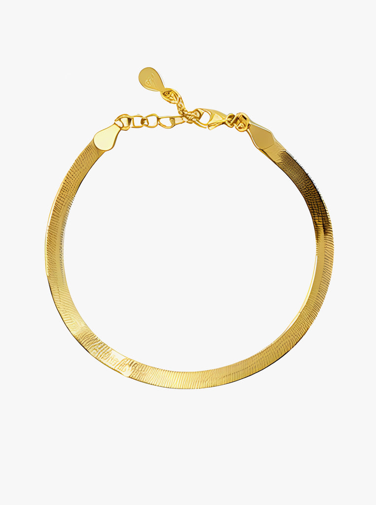 Snake Chain Bracelet Μινιμαλ Βραχιόλι Ασημένιο 925 επίχρυσο αλυσίδα φίδι πλακέ -Χρυσό