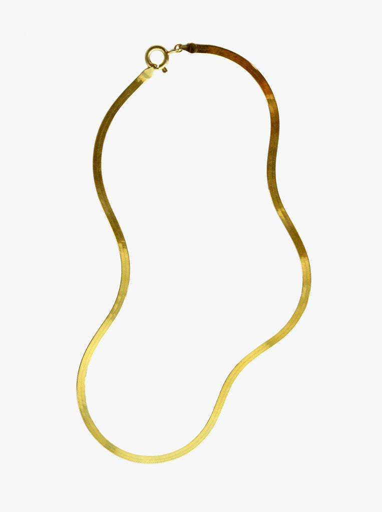Snake Chain Κολιέ Ασημένιο 925 επίχρυσο αλυσίδα φίδι πλακέ χρυσό