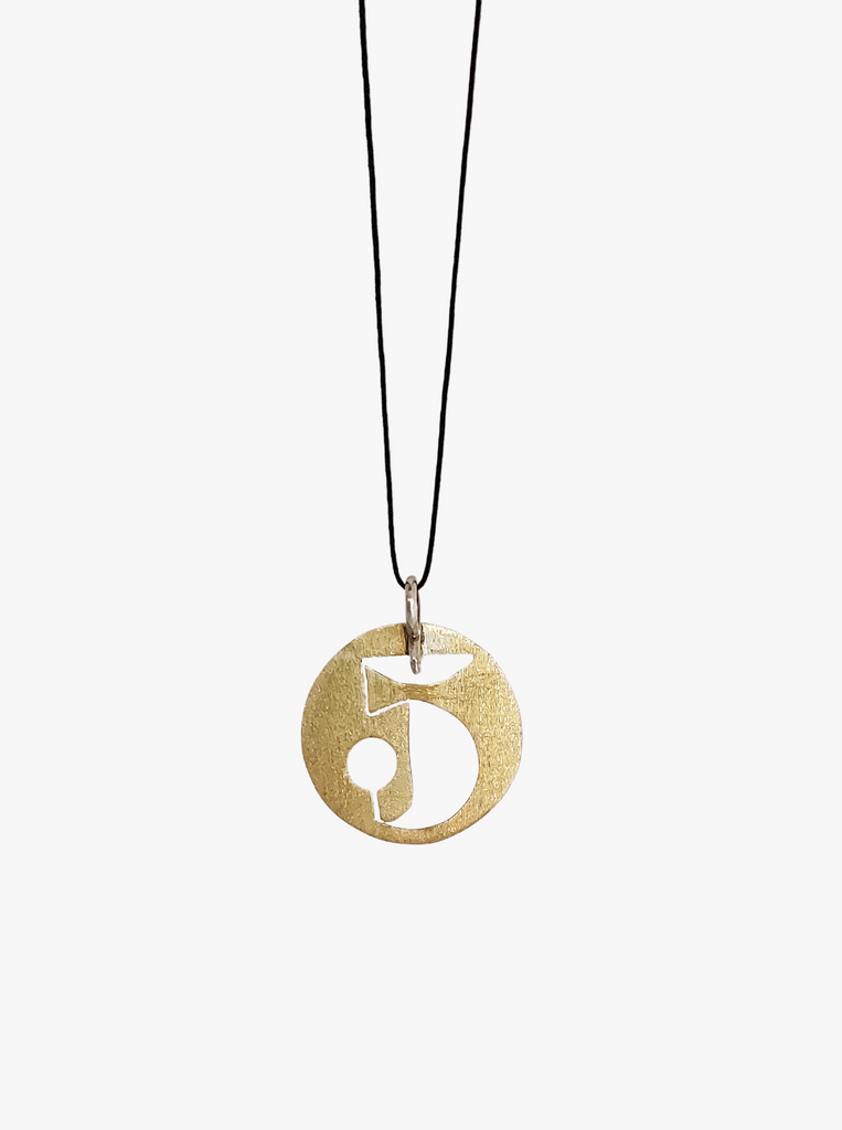 Charm Pendant Gold 2025-Κολιέ Γούρι από Ορείχαλκο-Ασήμι 925 με λουρί