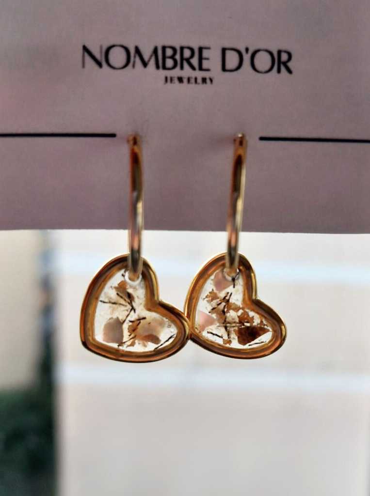 Σκουλαρίκια κρίκοι σε σχήμα καρδιά και Ευχετήρια κάρτα