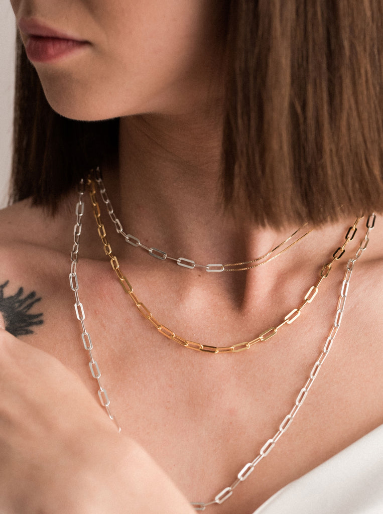 Odette Κολιέ Μινιμαλ από Ασήμι 925 αλυσίδα πλακέ