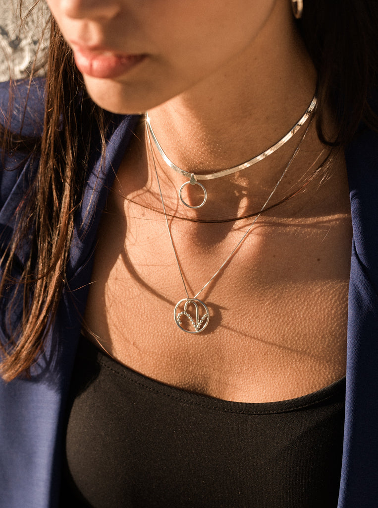 Collar Choker κολιέ κολάρο με αλυσιδα φιδι πλακε κολιέ Ασήμι 925 / Snake Chain Silver