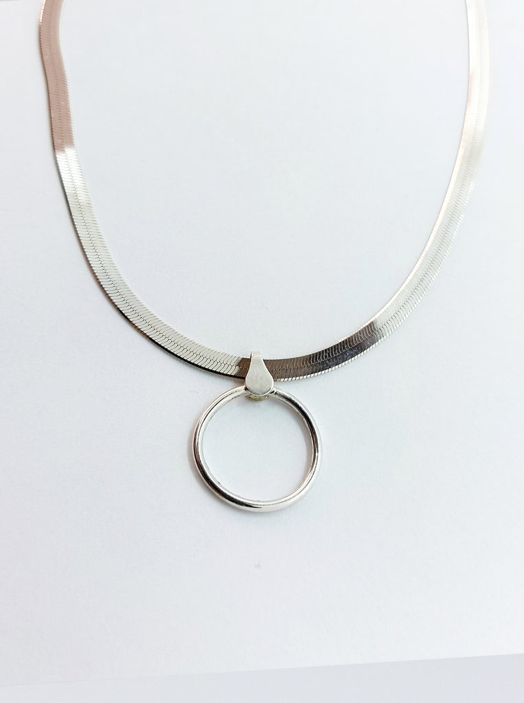 Collar Choker κολιέ κολάρο με αλυσιδα φιδι πλακε κολιέ Ασήμι 925 / Snake Chain Silver