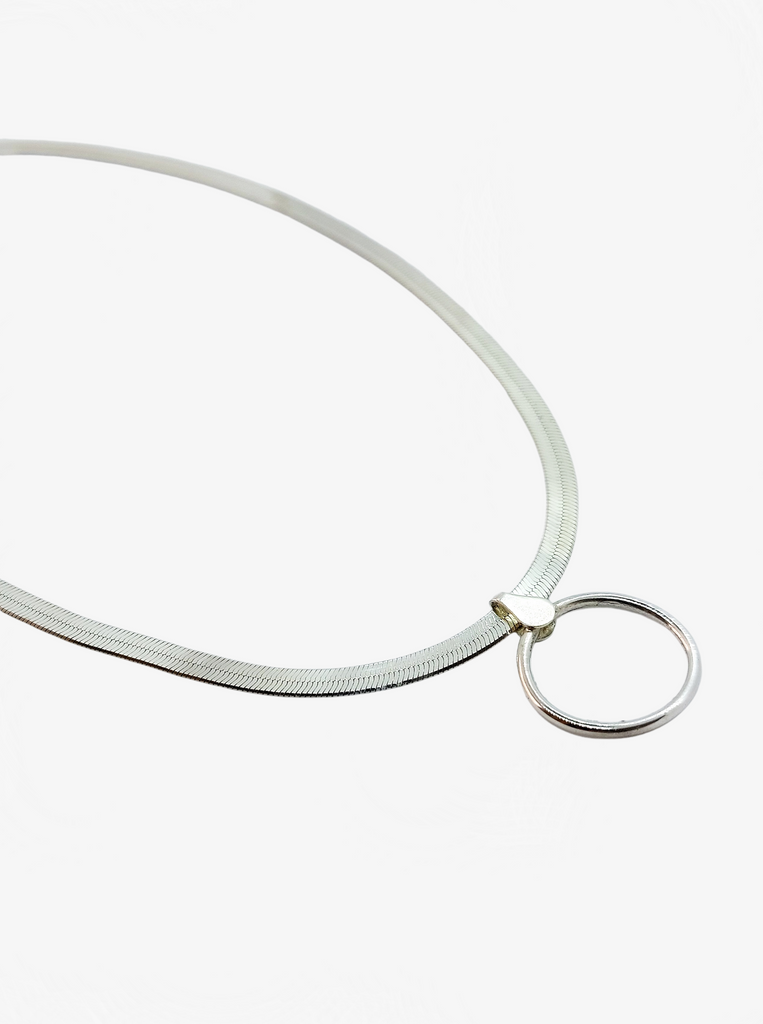 Collar Choker κολιέ κολάρο με αλυσιδα φιδι πλακε κολιέ Ασήμι 925 / Snake Chain Silver