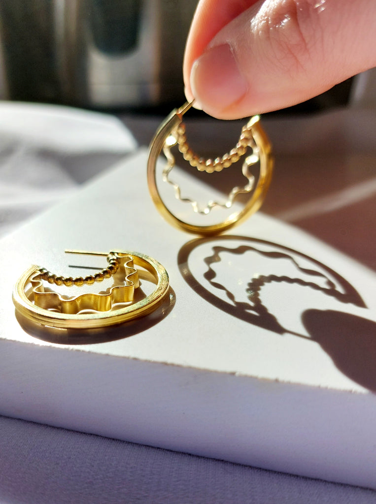 Σκουλαρίκια Κρίκοι CELINE Ασήμι 925 επίχρυσο 24κ