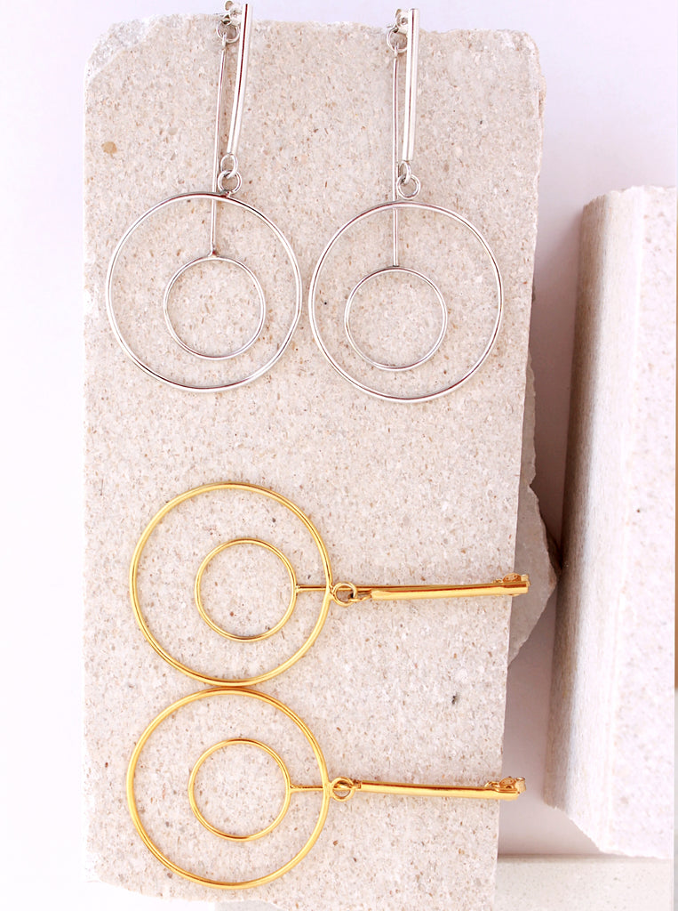 Σκουλαρίκια Gala Ασήμι 925 Κύκλοι Χρυσό 24Κ