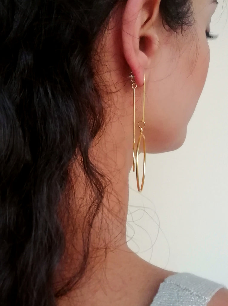 Σκουλαρίκια Gala Ασήμι 925 Κύκλοι Χρυσό 24Κ