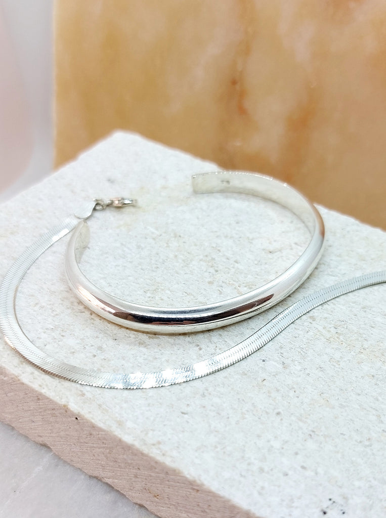 Leo Cuff μινιμαλ βραχιόλι βέργα Ασημένιο χειροπέδα από ασήμι 925