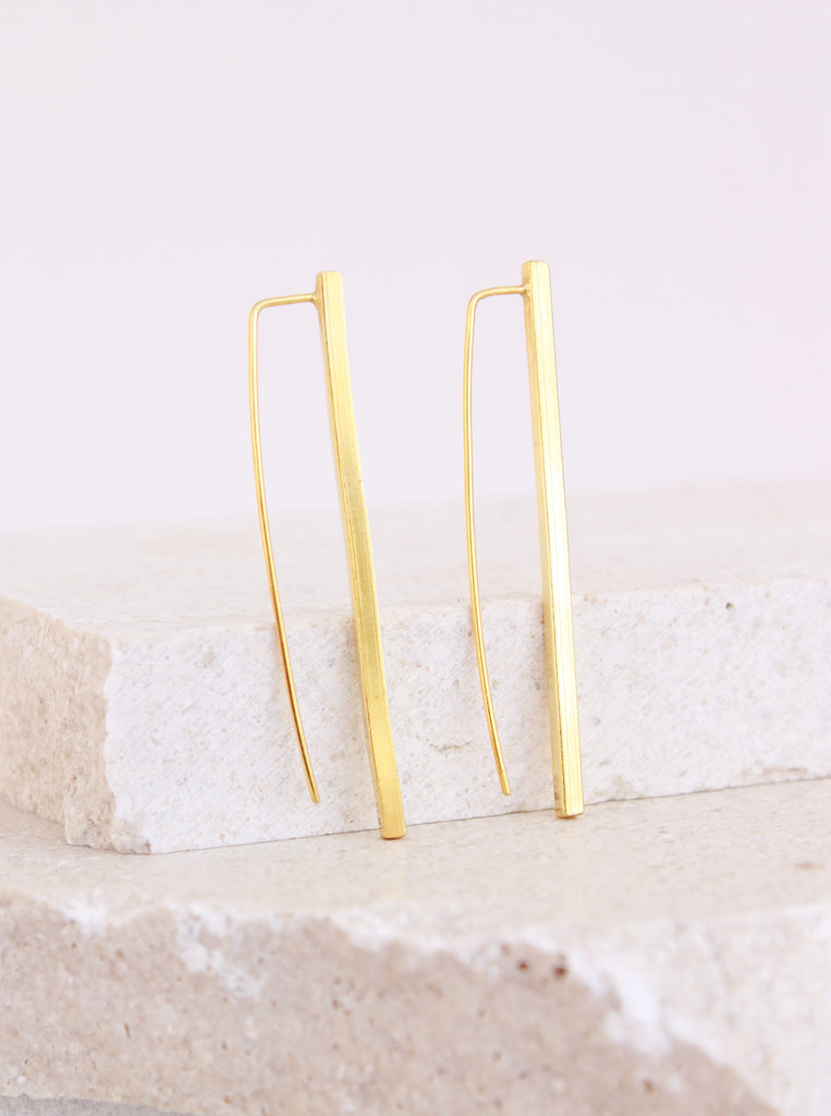 Line Earrings Σκουλαρίκια Ευθεία Γραμμή Μίνιμαλ Ασήμι 925 Χρυσό