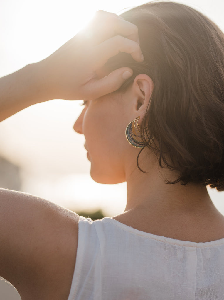 Luna Σκουλαρίκια Κρίκοι Ασήμι 925 Φεγγάρι Χρυσό