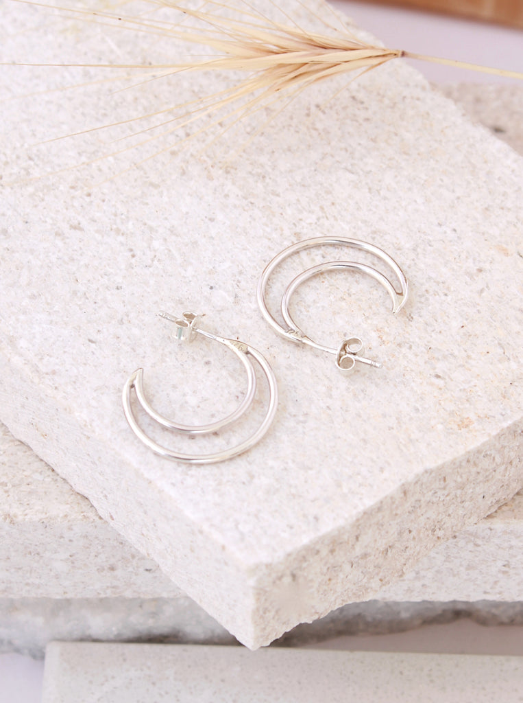 Luna Σκουλαρίκια Ασήμι 925 Κρίκοι Φεγγάρι