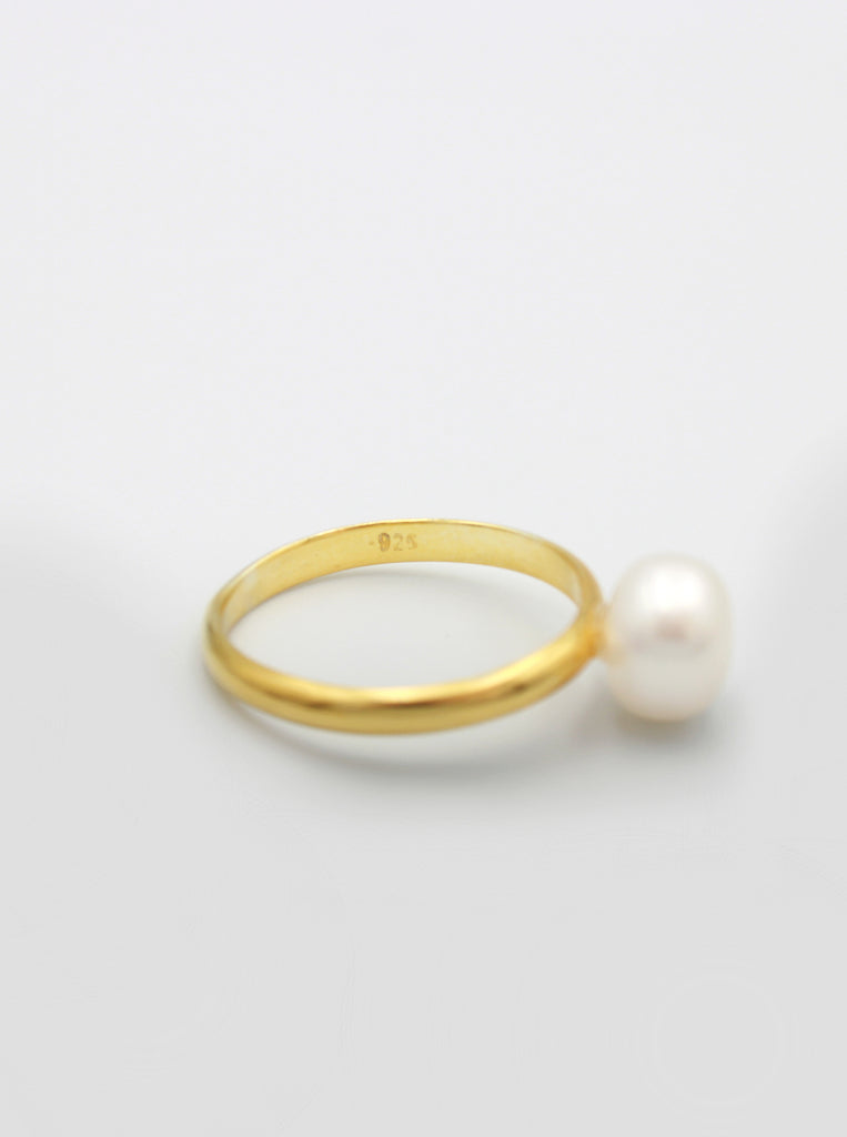 Margot Δαχτυλίδι Ασήμι 925 Μαργαριτάρι Χρυσό 24Κ