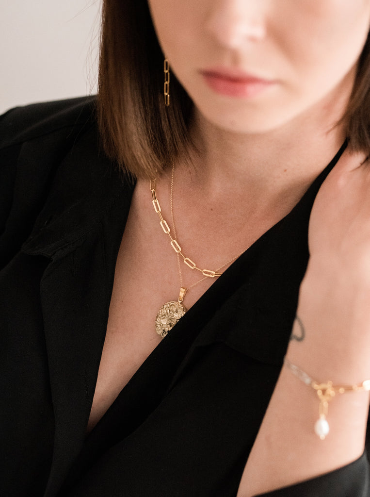 Odette Κολιέ Μινιμαλ από Ασήμι 925 αλυσίδα χοντρή επιχρυσωμένη 24κ.