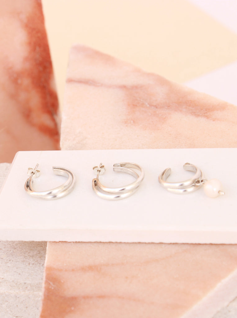 Σκουλαρίκι μινιμαλ κρίκος Pearl Ear Cuff Ασήμι 925 