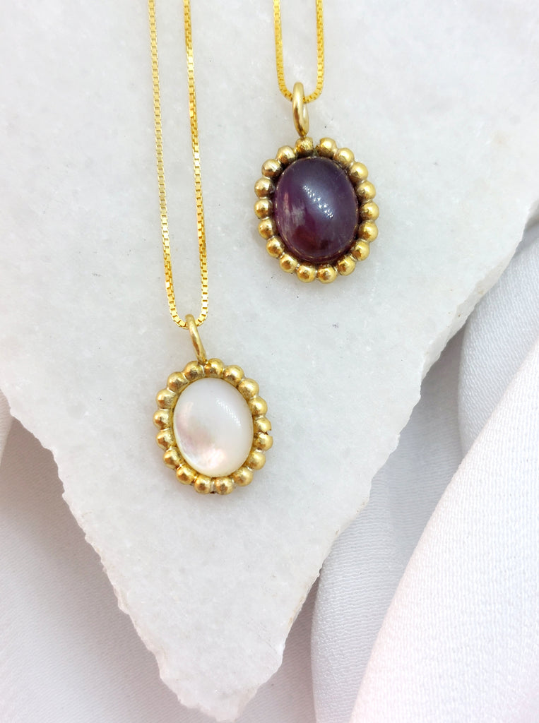 Rosette-Amethyst Κολιέ ροζέτα με αμέθυστος Ασήμι 925 Χρυσό 24Κ