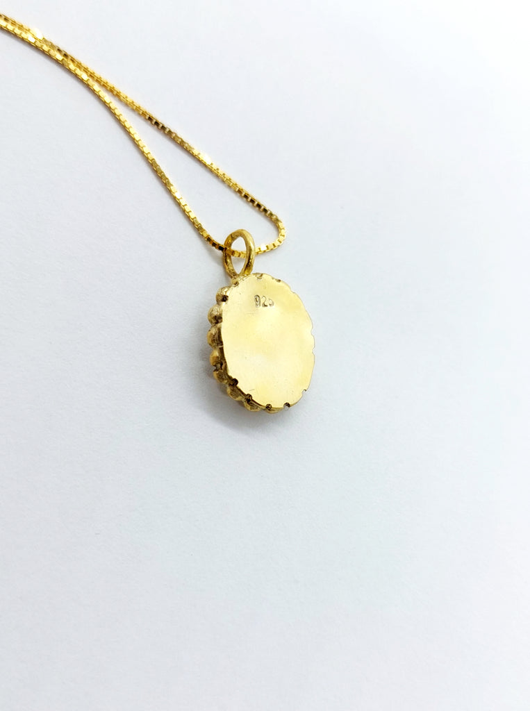 Rosette-Mother of pearl Κολιέ ροζέτα με φίλντισι Ασήμι 925 Χρυσό 24Κ