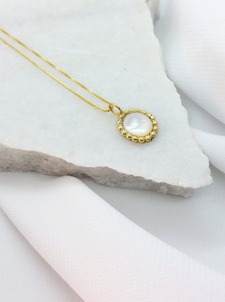 Rosette-Mother of pearl Κολιέ ροζέτα με φίλντισι Ασήμι 925 Χρυσό 