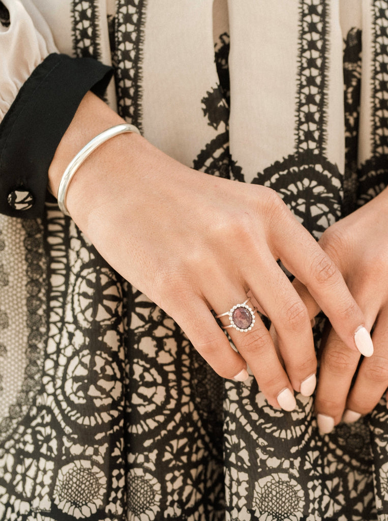 Rosette ring Δαχτυλίδι αυξανόμενο Ασήμι 925 με αμέθυστο 