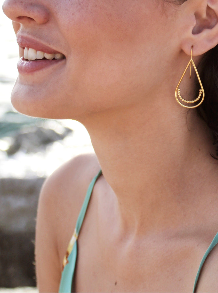 Μινιμαλ Σκουλαρίκια χρυσά Δάκρυ Selena Ασήμι 925 επίχρυσο 24κ