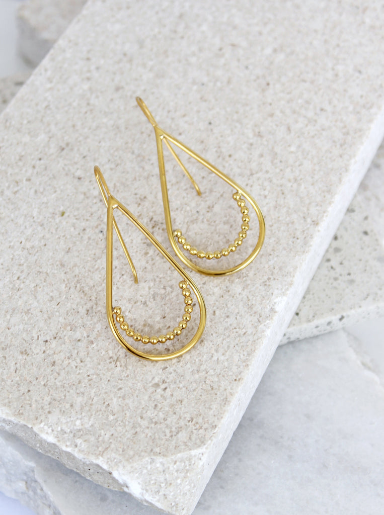 Μινιμαλ Σκουλαρίκια χρυσά Δάκρυ Selena Ασήμι 925 επίχρυσο 24κ