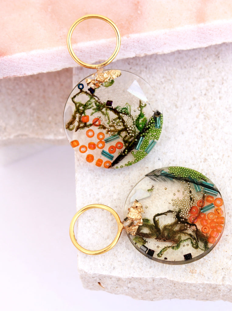 Terra Earrings Σκουλαρίκια Ασήμι 925 Υγρό Γυαλί Χρυσό 24κ