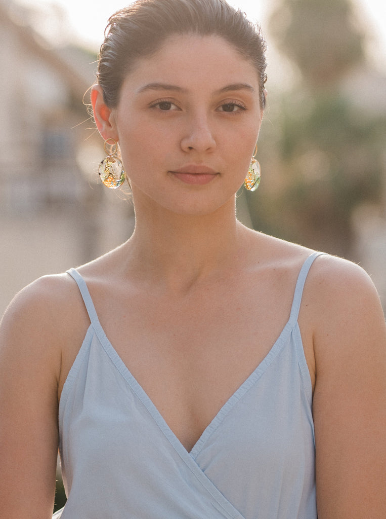 Terra Earrings Σκουλαρίκια Ασήμι 925 Υγρό Γυαλί Χρυσό 24κ