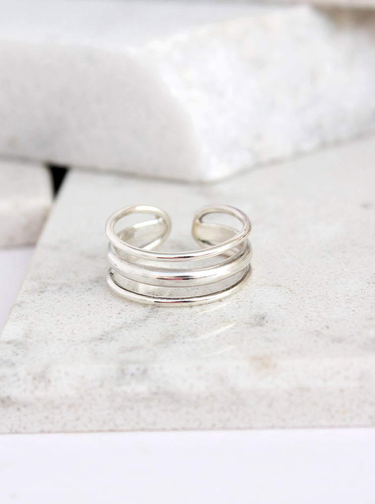 Triple Δαχτυλίδι Τριπλό Αυξανόμενο Ασήμι 925 Χρυσό 24Κ