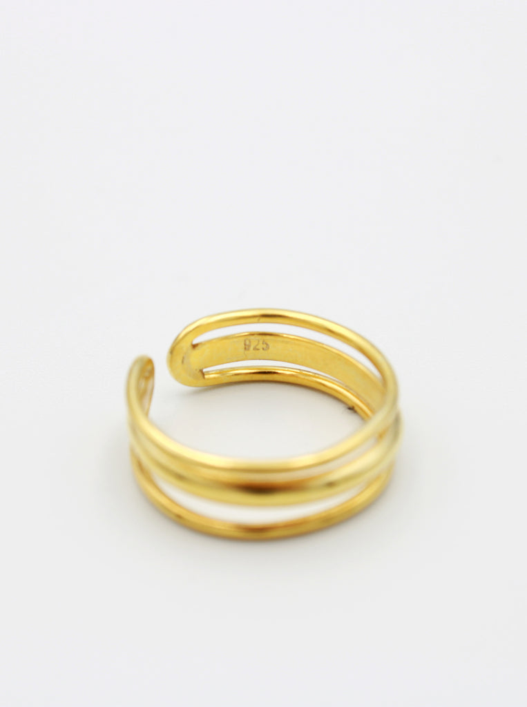 Triple Δαχτυλίδι Τριπλό Αυξανόμενο Ασήμι 925 Χρυσό 24Κ