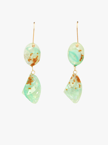 Σκουλαρίκια Turquoise Ασήμι 925 Χρυσό 18Κ Υγρό Γυαλί 