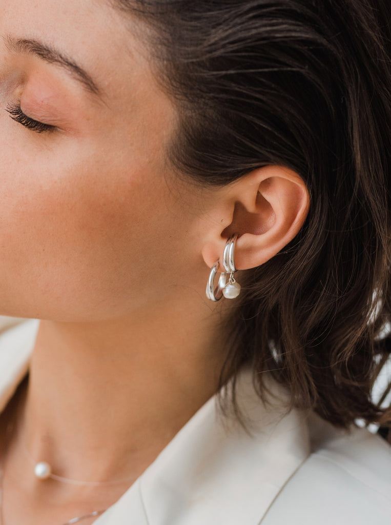 Twin Hoops μινιμαλ σκουλαρίκια διπλοί Κρίκοι Ασήμι 925