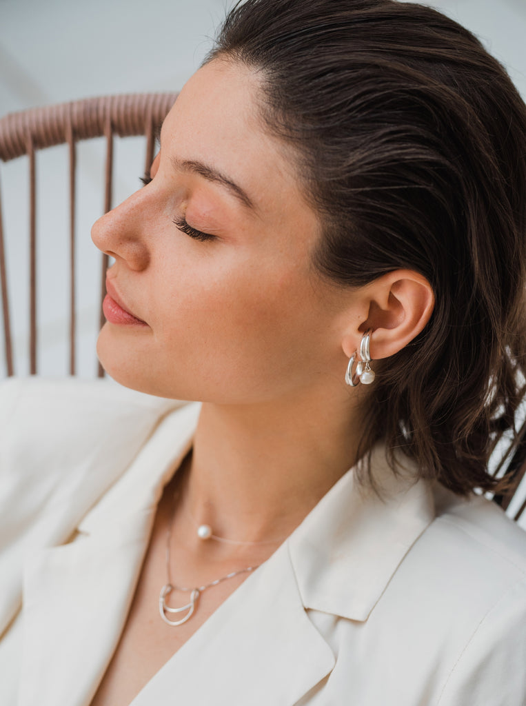 Twin Hoops μινιμαλ σκουλαρίκια διπλοί Κρίκοι Ασήμι 925