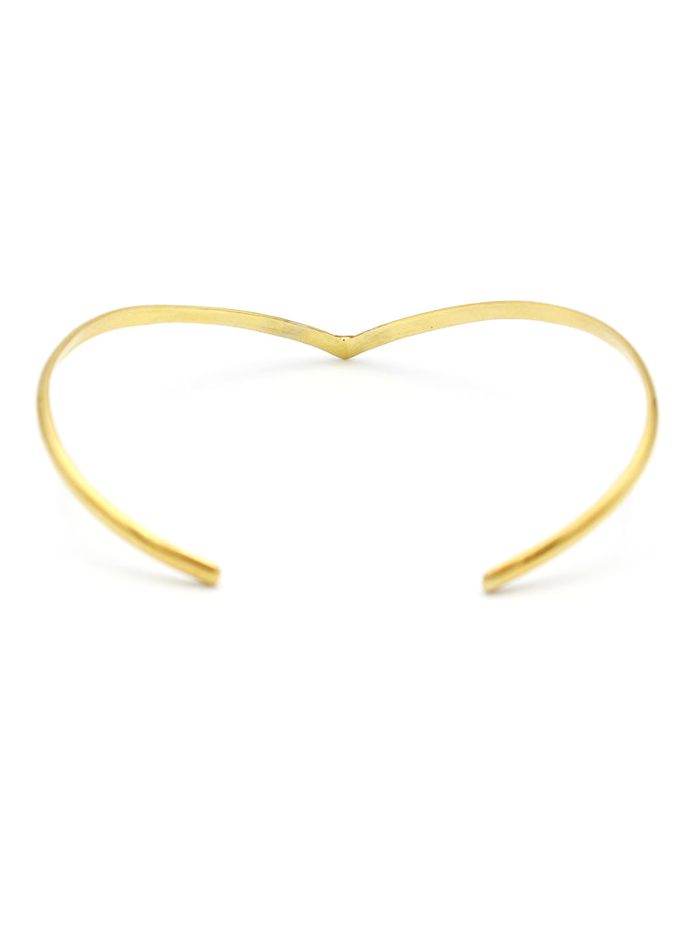 Μινιμαλ Βραχιόλι χρυσό V Cuff Ασημένιο Επίχρυσο ,σχήμα V