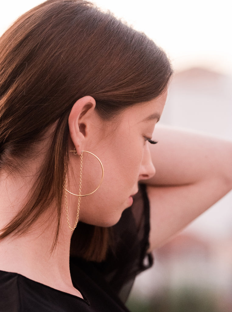 Σκουλαρίκια μεγάλοι κρίκοι Yasmin από Ασήμι 925 - Επιχρύσωση 24Καράτια