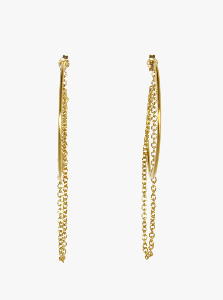 Σκουλαρίκια μεγάλοι κρίκοι Yasmin από Ασήμι 925 - Επιχρύσωση 24Καράτια