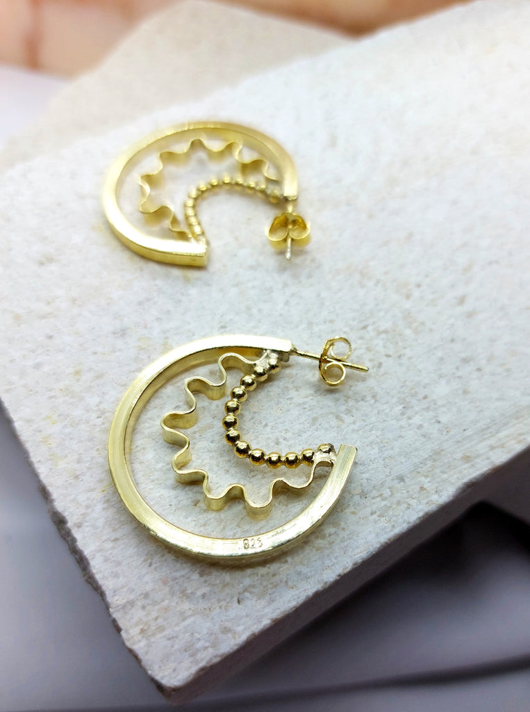 Σκουλαρίκια Κρίκοι CELINE Ασήμι 925 επίχρυσο 24κ