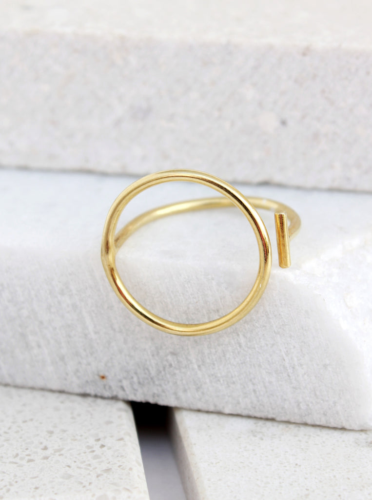 Ωμέγα Κύκλος Στρογγυλό Δαχτυλίδι Ασήμι 925 Χρυσό 24Κ