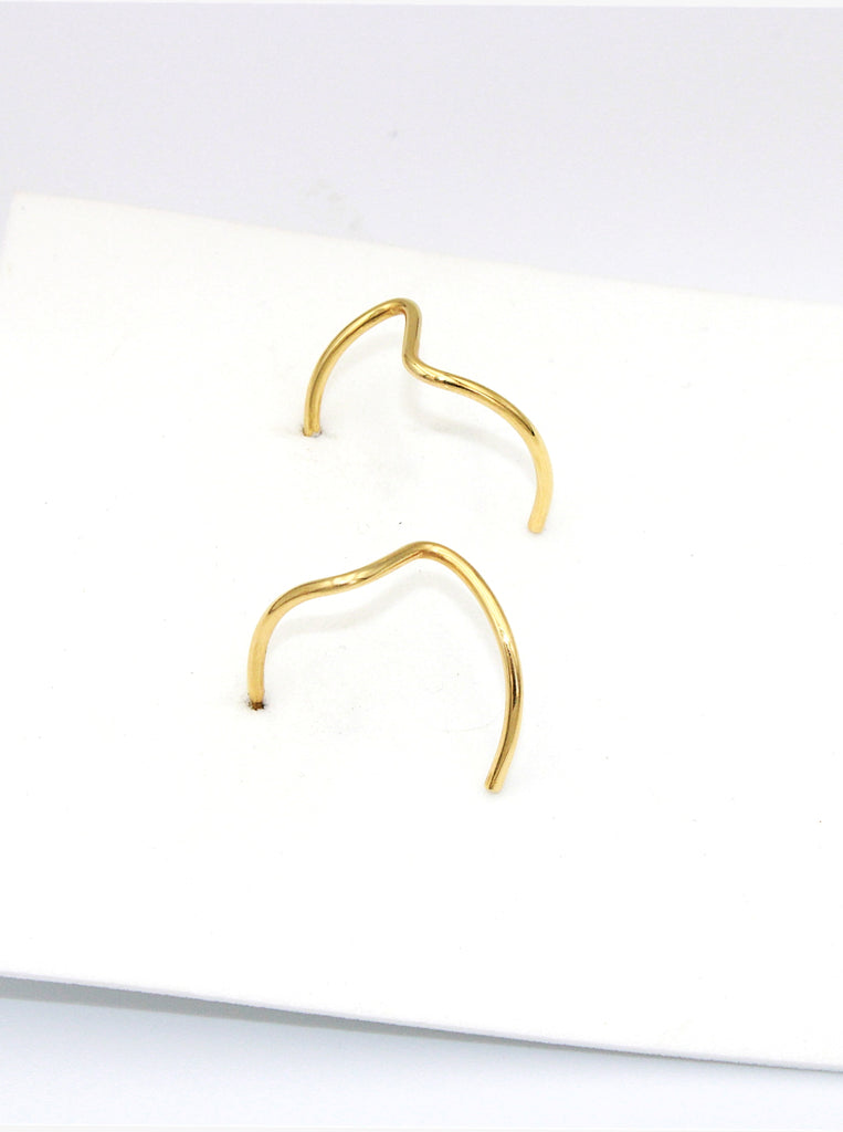 Z Shape Hoops Σκουλαρίκια Κρίκοι Ασήμι 925 Χρυσό 24Κ