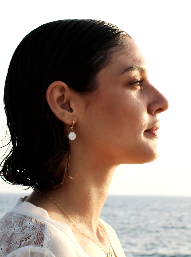 Tellina hoops  Σκουλαρίκια Ασήμι 925 Επίχρυσο Φιλτινσι Κοχύλι