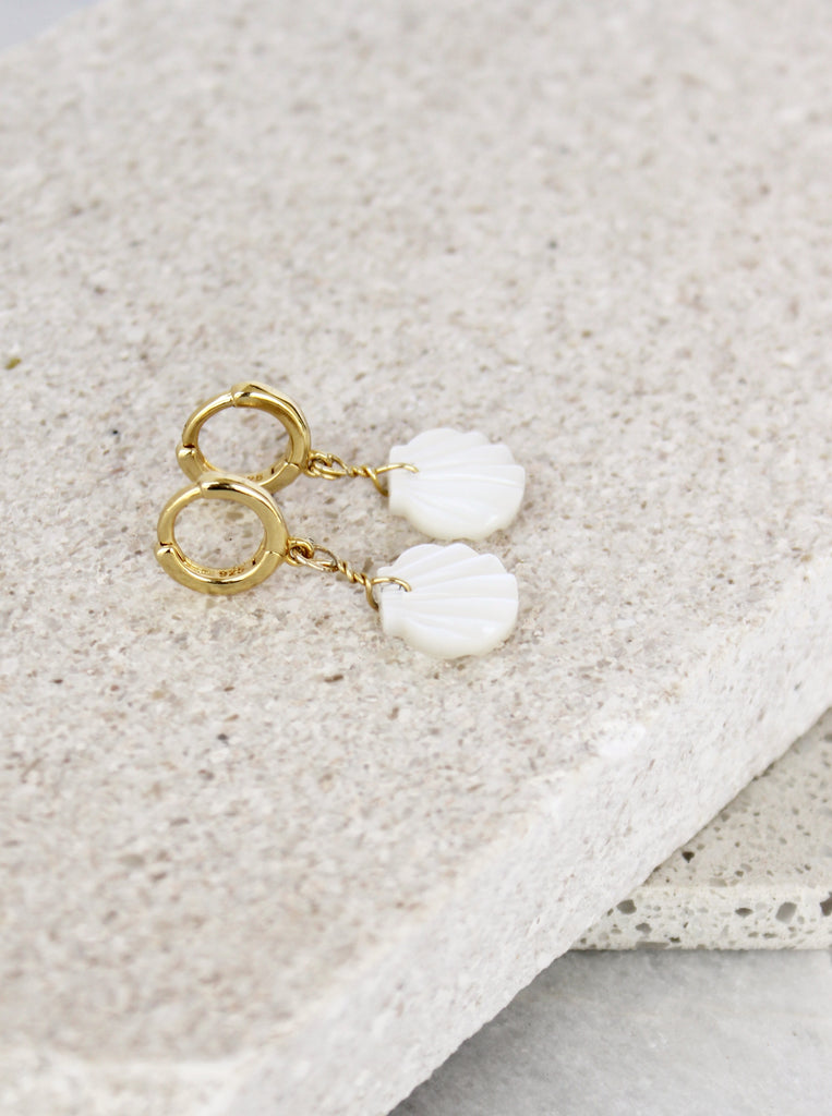 Tellina hoops  Σκουλαρίκια Ασήμι 925 Επίχρυσο Φιλτινσι Κοχύλι