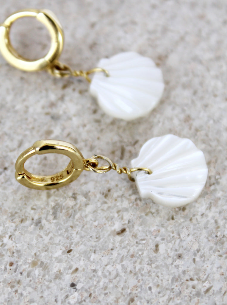 Tellina hoops  Σκουλαρίκια Ασήμι 925 Επίχρυσο Φιλτινσι Κοχύλι