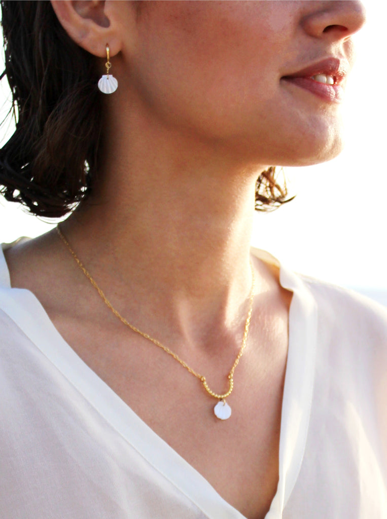 Tellina hoops  Σκουλαρίκια Ασήμι 925 Επίχρυσο Φιλτινσι Κοχύλι