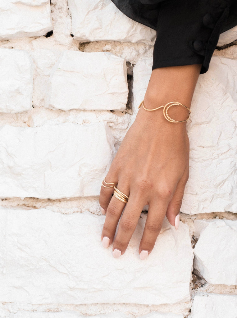 Twin Gold ring μινιμαλ Δαχτυλίδι διπλό χρυσό από Ασήμι 925 επίχρυσο αυξανόμενο