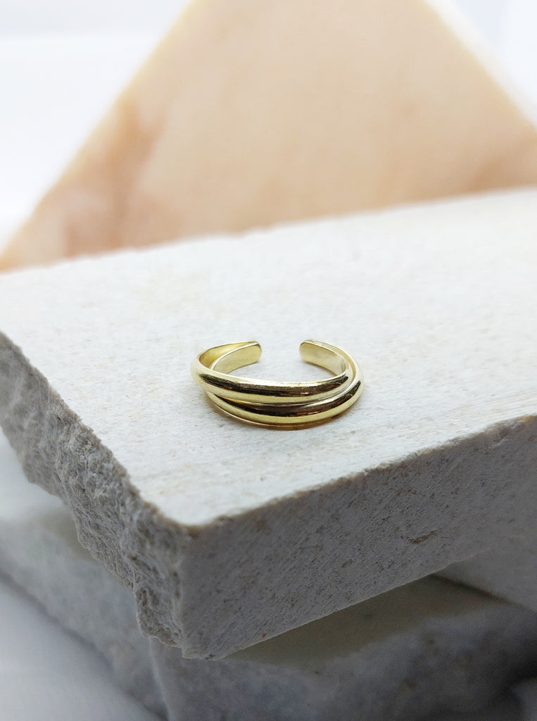 Twin Gold ring μινιμαλ Δαχτυλίδι διπλό χρυσό από Ασήμι 925 επίχρυσο αυξανόμενο