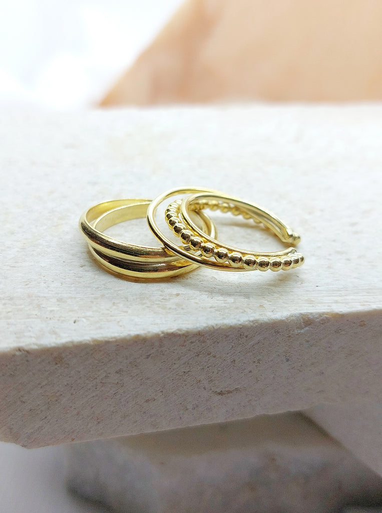 Twin Gold ring μινιμαλ Δαχτυλίδι διπλό χρυσό από Ασήμι 925 επίχρυσο αυξανόμενο