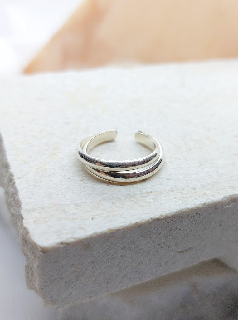 Twin ring μινιμαλ ασημένιο Δαχτυλίδι διπλό Ασήμι 925 αυξανόμενο